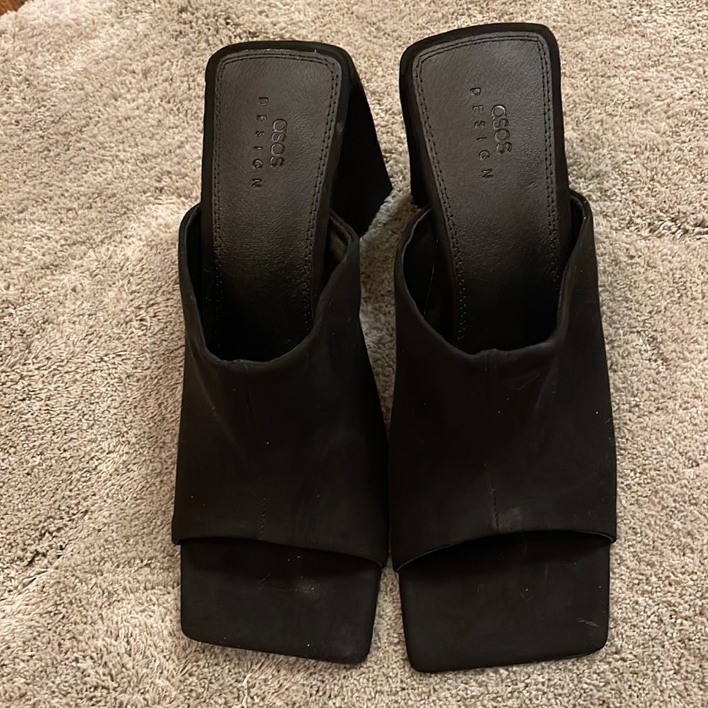 ASOS Design Black chunky heel mules size 8 - Picture 11 of 12